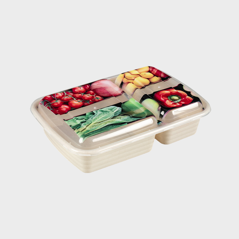 Boîte de restauration rapide en plastique empilable à double compartiment PFK002
