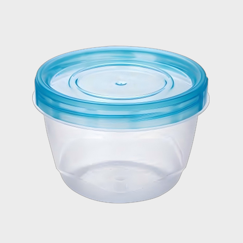 PFB019 Tasse de conservation de crème glacée ronde en PP de 473 ml avec couvercle bleu