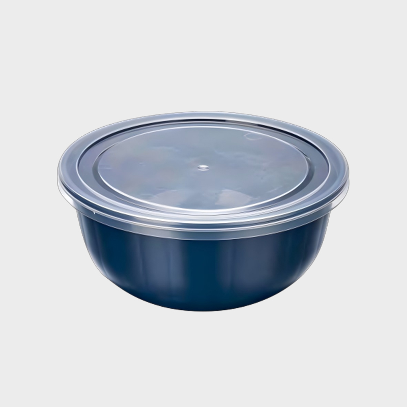 PFB021 Récipient de stockage des aliments en PP bleu profond en forme de bol rond de 885 ml avec couvercle transparent
