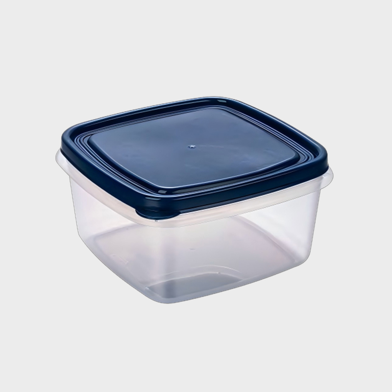 PFB022 Récipient de stockage alimentaire et agricole carré équilatéral en PP de 1250 ml avec couvercle bleu
