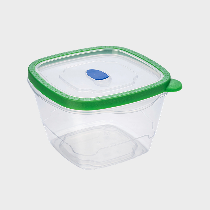 PFB029 Récipient de conservation des aliments carré profond en PP de 1650 ml avec couvercle surmoulé vert ventilé